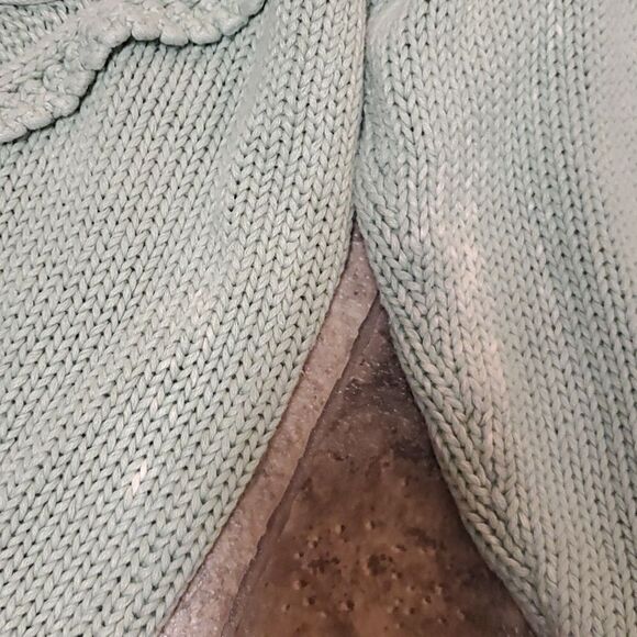 Vintage 80s Retro 90s y2k Knit Mint Green Korean Kawaii Dainty Floral Sweater Md - Picture 7 of 8